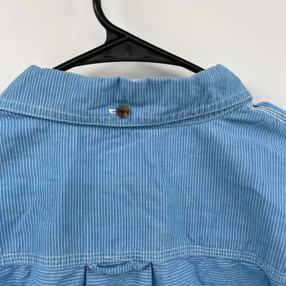 The North Face Mens Blue Pinstripe Short Sleeve Button‎ Down Shirt Size Medium